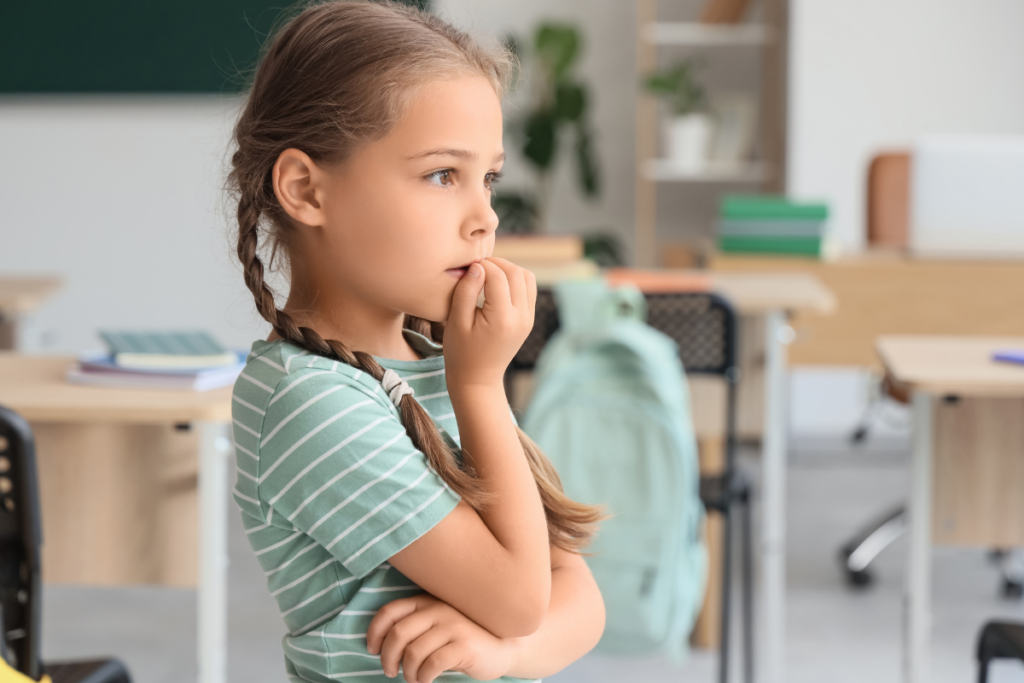 a child looking anxious 