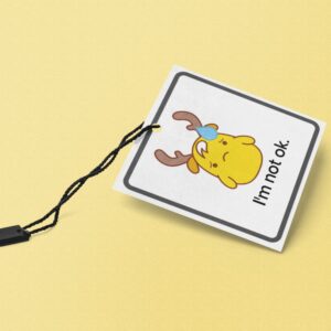 I'm not ok printable communication card for children with selectve mutism on a yellow background