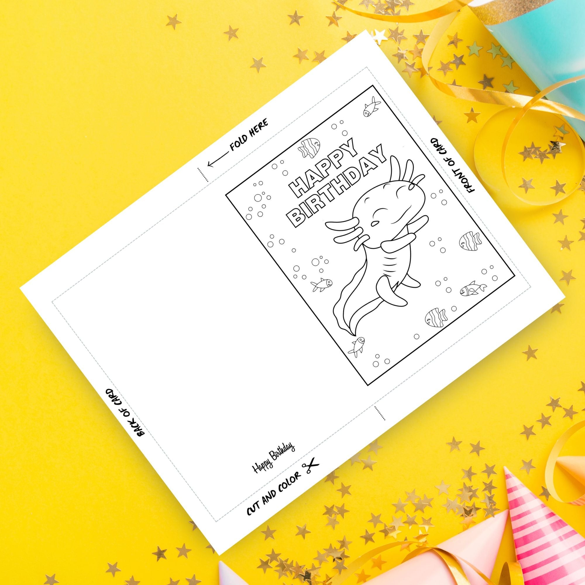 a free coloring birthday card activity